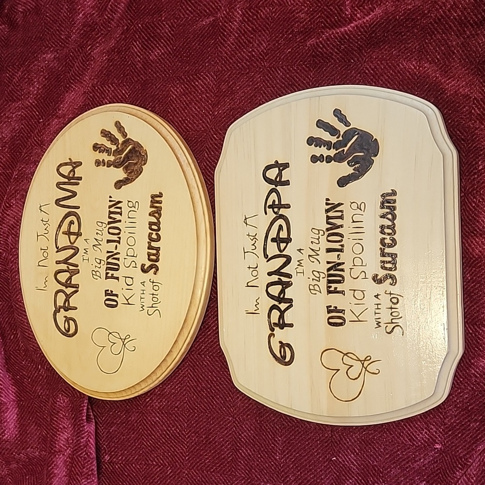 Grandparent pyrography plaques